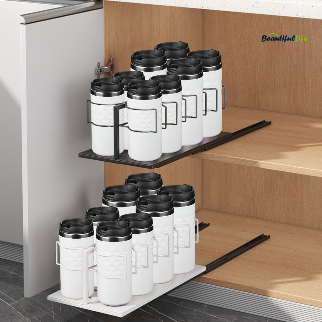 Beautifullife Cup Holder Water Bottle Storage Rack Slide-Out Design ...