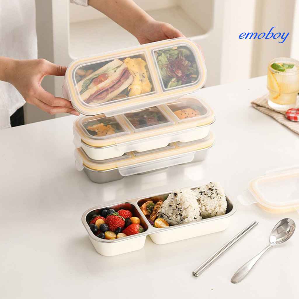 Emoboy Stainless Steel Snack Containers Divided Condiment Box with Lids ...
