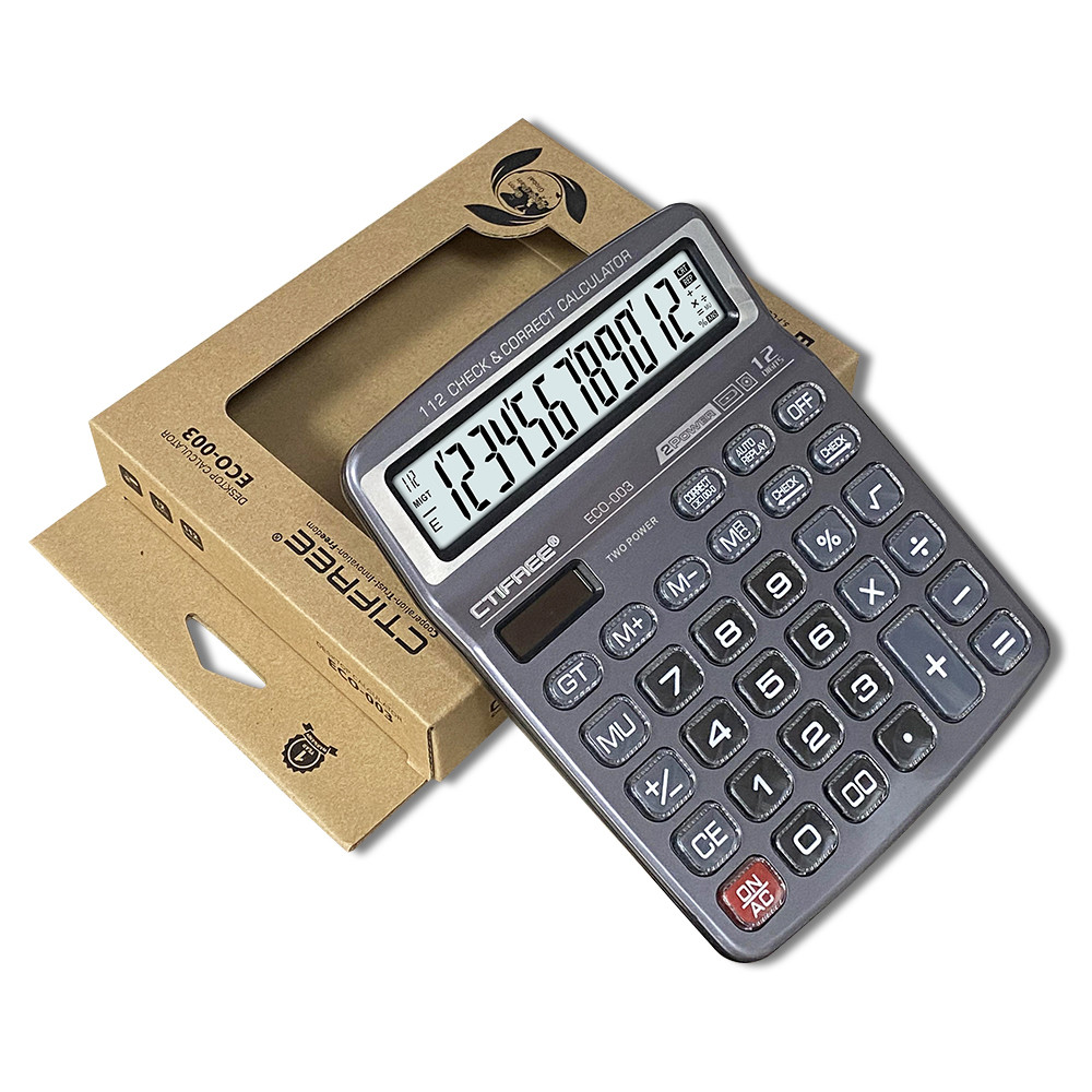 12-Digit Desktop Calculator With Large LCD Display | Solar & Battery Dual Power | Basic Office Calculator