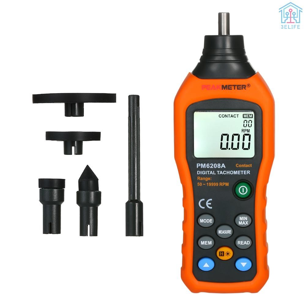 PEAKMETER Digital Tachometer Handheld Contact Motor Tachometer LCD ...