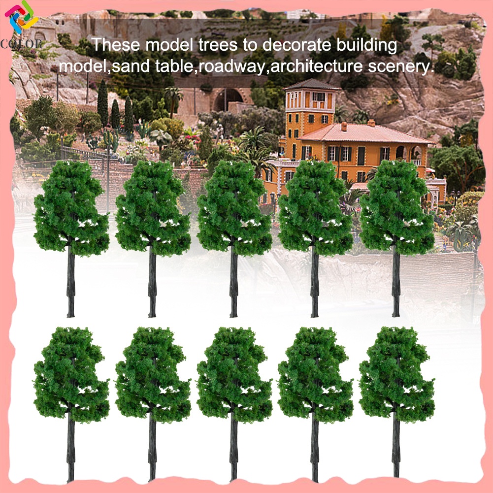 COLORHM [high quality] 10pcs Train Railway Model Trees Scenery Diorama ...