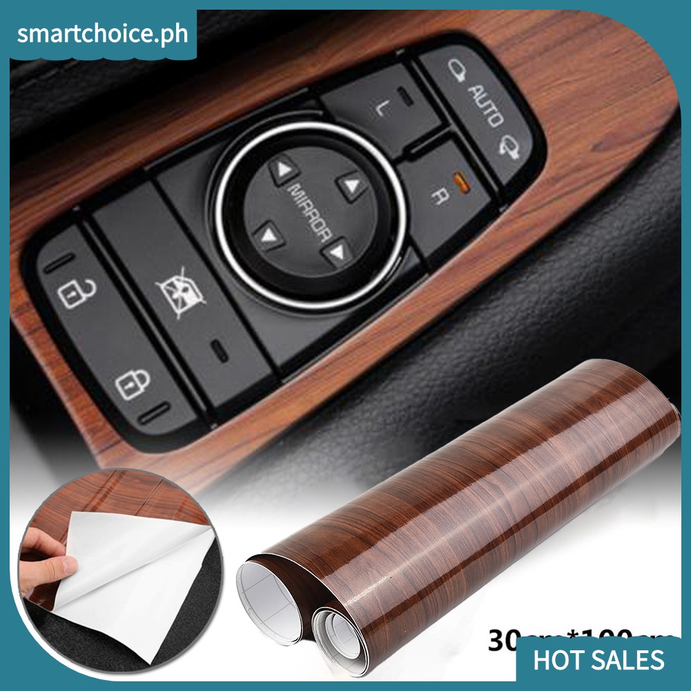 [SMT] 1M High Glossy Wood Grain Car Interior DIY Vinyl Sticker Decal ...