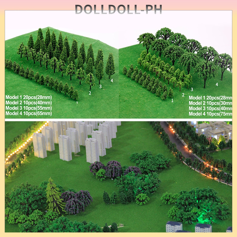 【DOLL Ready】50PCS Miniature Trees Model Train Railroad Wargame Scenery ...