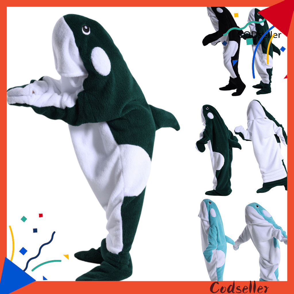 COD_Sleeping Bag Cartoon Whale Shape Soft Flannel Camping Family ...