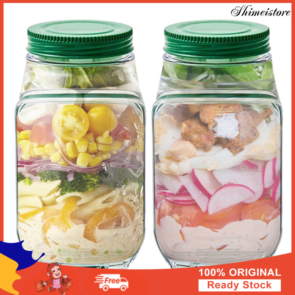 [COD]℠Salad Jar with Side Door Opening Integrated Seasoning Bowl Large ...