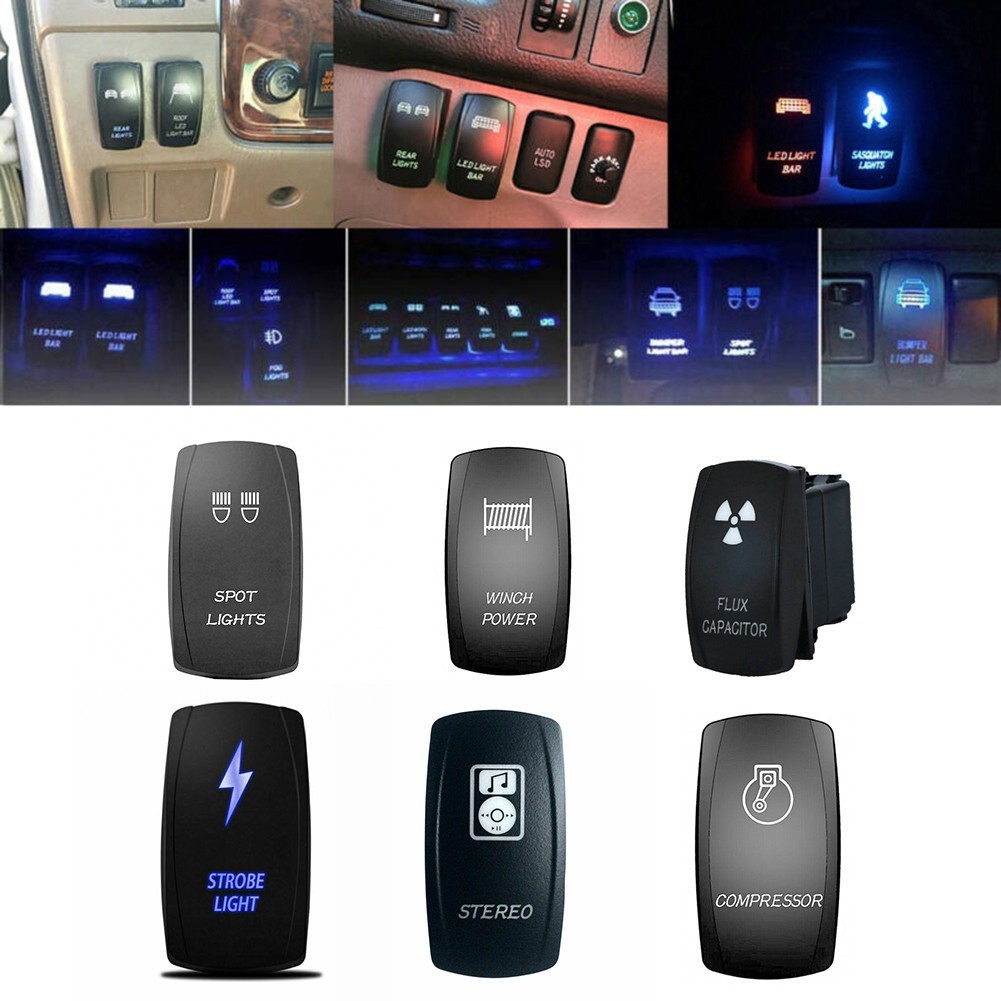 Multi-function 3d rocker switch assembly 5pin on/off blue LED 20A 12V ...