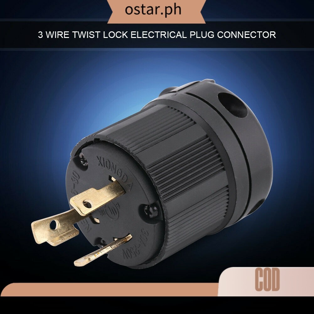 [COD] NEMA 30A 250V Twist-Lock Plug L6-30P 3-pole Wire Lock Electrical ...