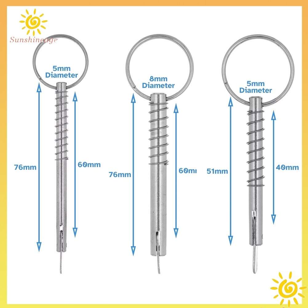 [sunage] 5mm x 51mm/5 x 76mm/8x76mmSpring Loaded Clevis Pin | 316 ...