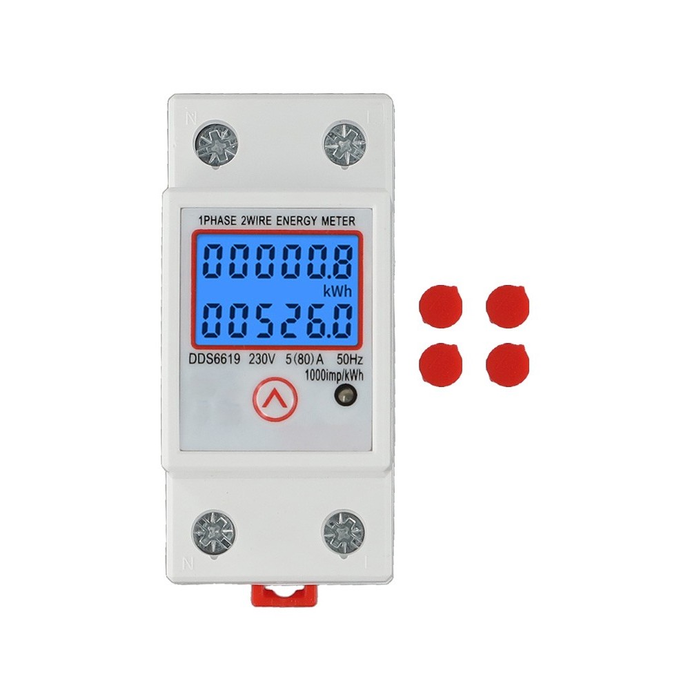 DDS6619 5-80A 230V LCD Digital Single Phase Energy Watt KWh Meter DIN ...