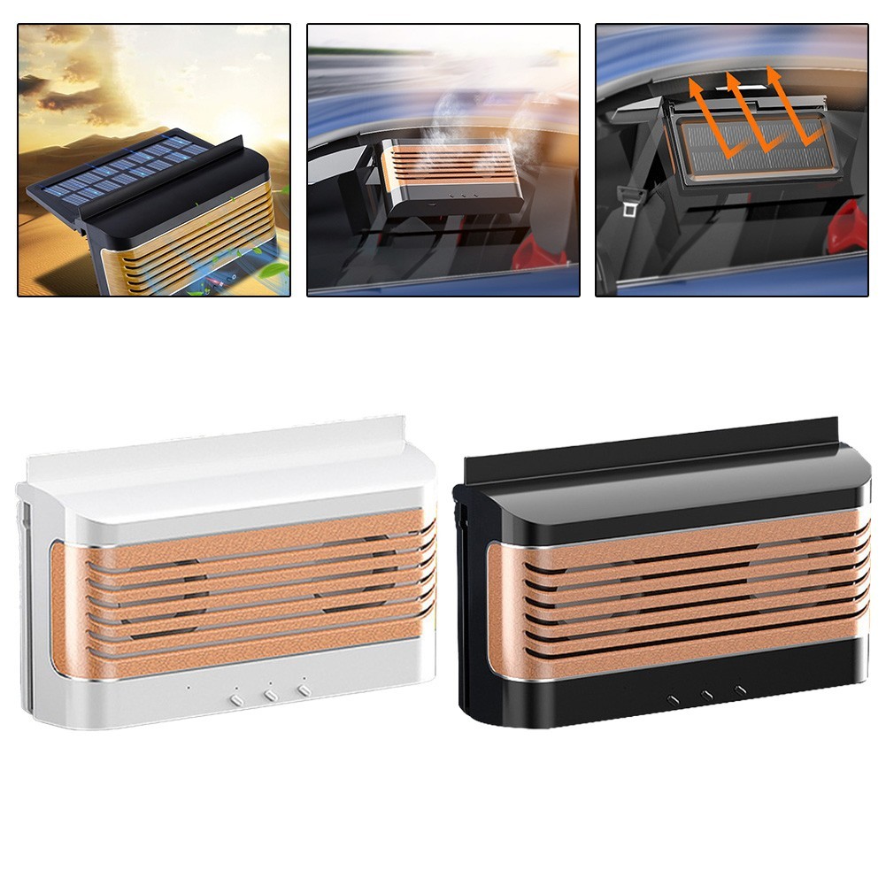 2 Pack Solar Powered Car Exhaust Fans - 3 Fan Window Vent Cooling System 4500 RPM