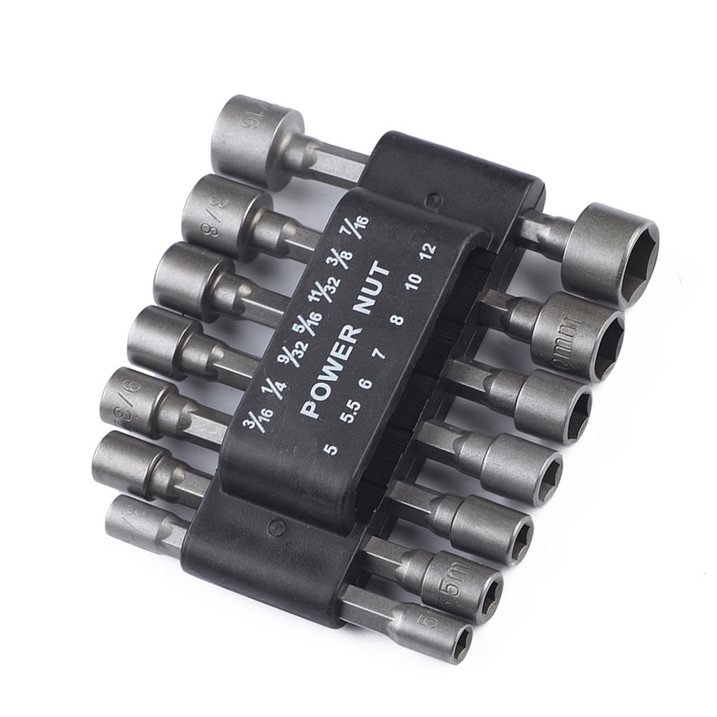 14 Pcs 5-12mm Imperial Socket Nut Impact Driver Adapter Drill Bits 1/4 ...