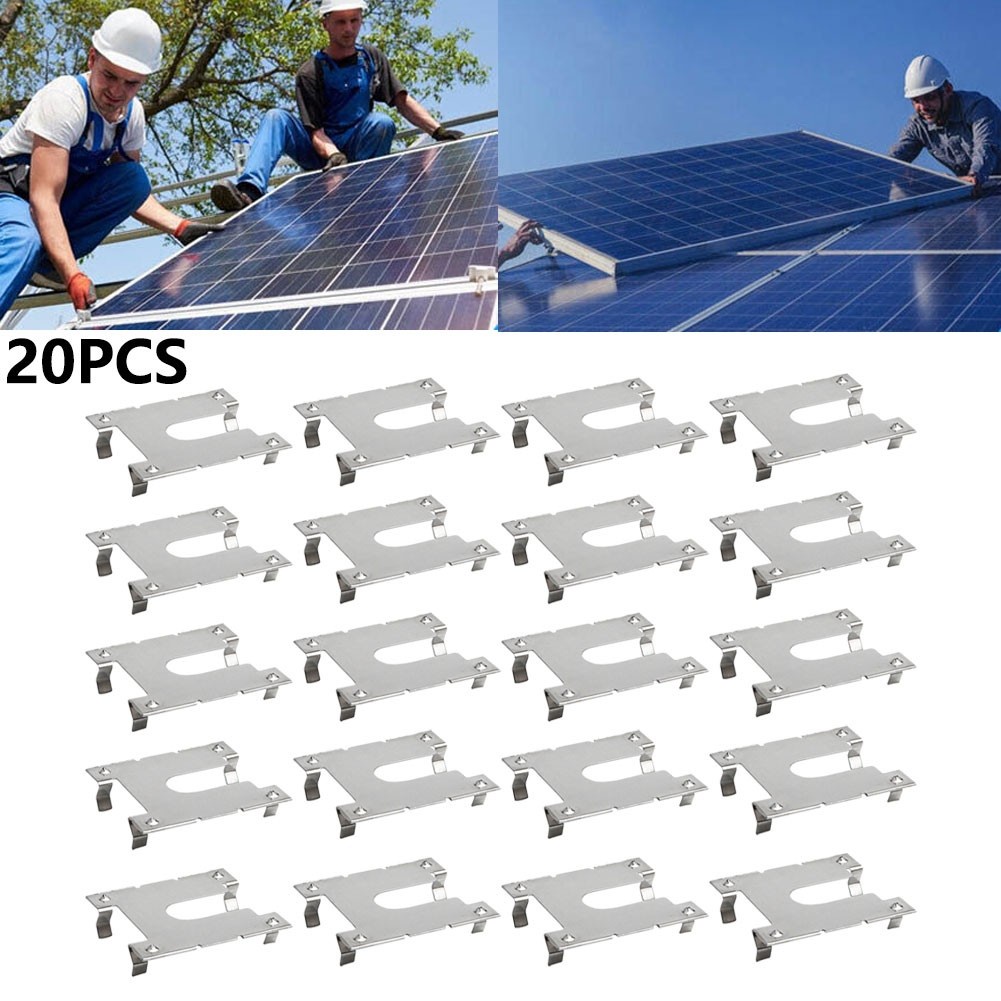 [COD]-20X Earth Plate Grounding Clip Solar Panels PV Roof Fitting ...