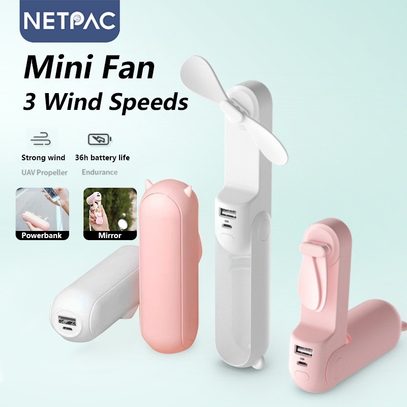 NETPAC Mini Fan Portable Handheld Fan Electric Fan Rechargeable Folding ...