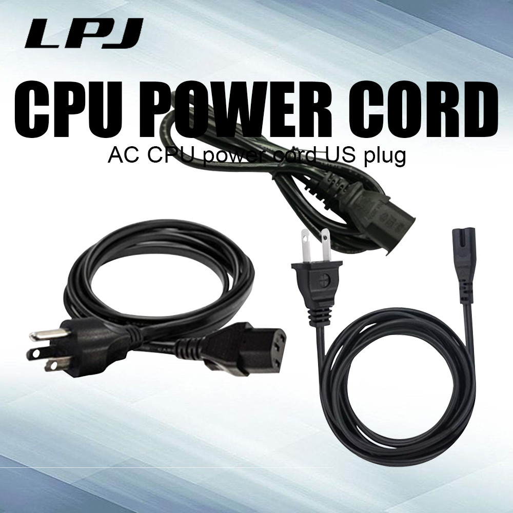AC CPU Power Cord cable US Plug 2 Pin for PC Computer Printer Monitor ...