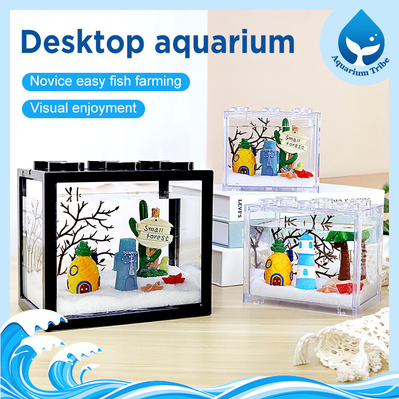 Fish]fh#Tank]e/Betta Box Mini Aquarium Block Tank Betta Guppy]f.Fish#l ...