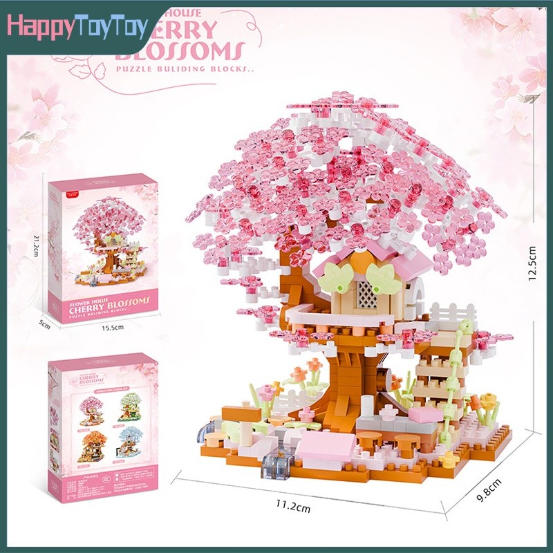 Cherry Blossom Tree Building Blocks DIY Toy for Kids Charming Home Decor