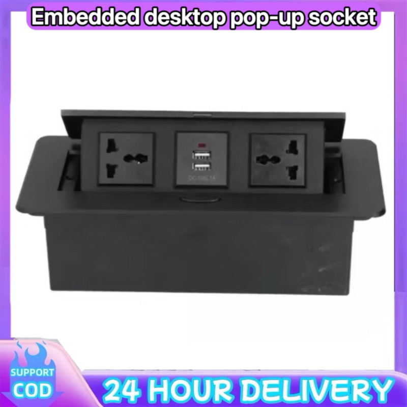 Socket 2 USB Home Retractable Table Plug Hidden Electrical Outlet Pull ...
