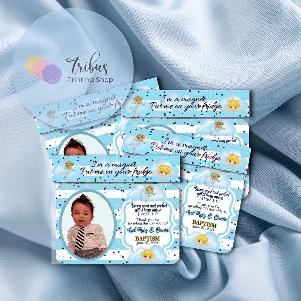 Blue Christening Clouds Ref Magnet Souvenir for Boys Blue Theme ...