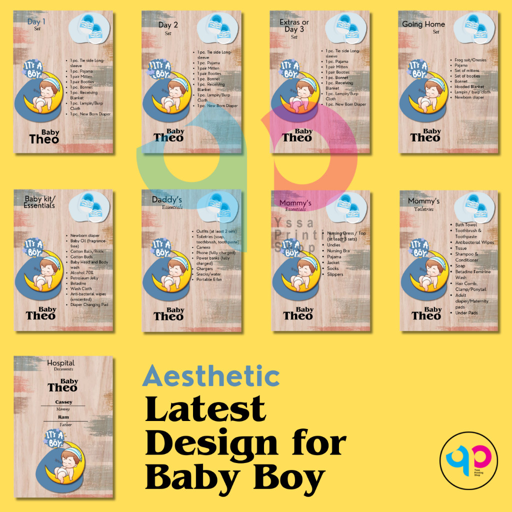CHECKLIST / BABY & MOMMY HOSPITAL BAG STICKER LABELS FOR ZIPLOCKS / BCERT{x