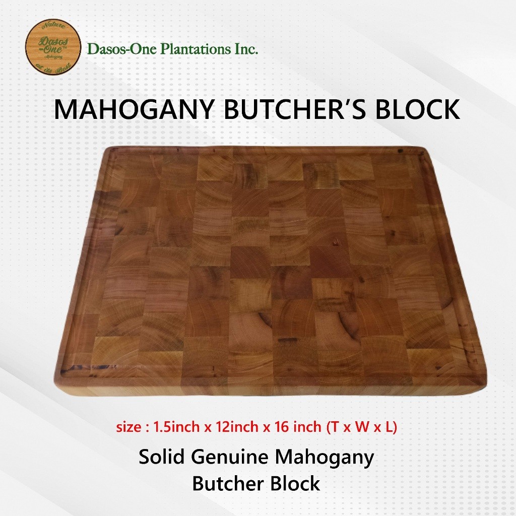 Butcher Block (End Grain) Genuine Mahogany Wood with Personalized ...