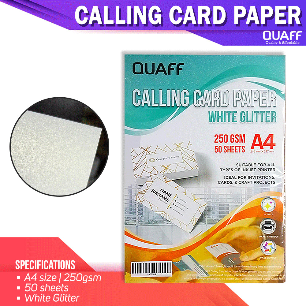 QUAFF Calling Card Paper 250GSM#c|VN|A4}B]White(Glitter) | Shopee ...