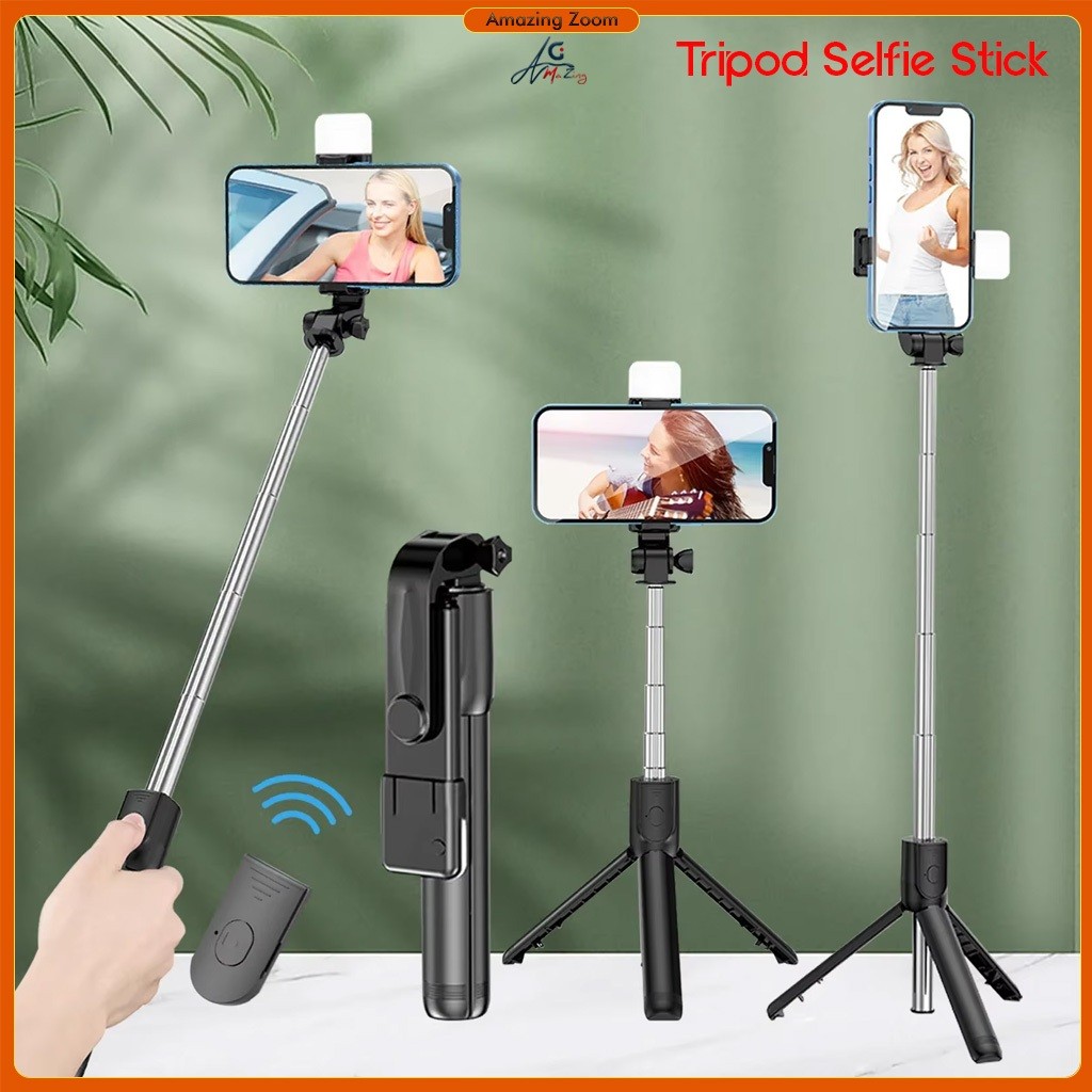 Universal 4 in 1Adjustable Selfie Stick With Fill LED Light Tripod ...