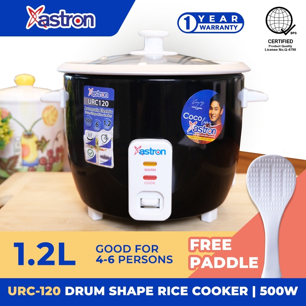 Astron URC120 Drum Shape Rice Cooker - Black | 1.2L | Aesthetic 4-6 ...