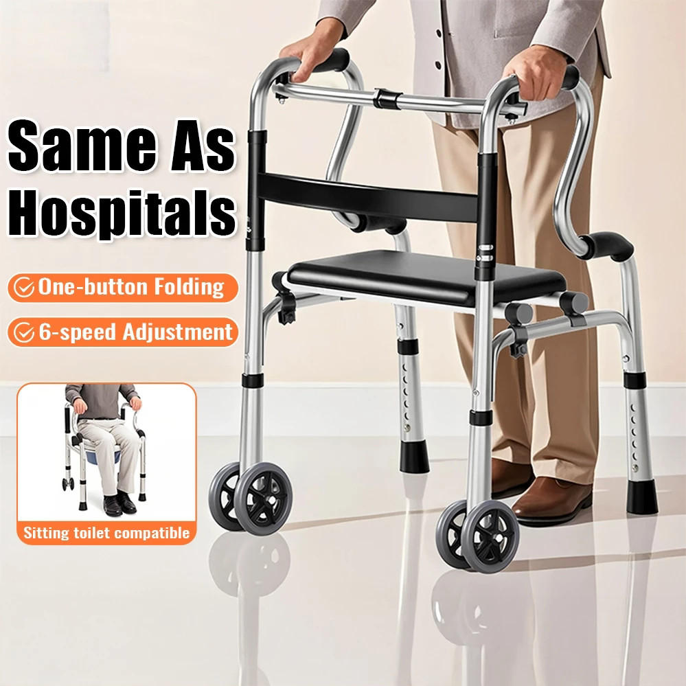 Elderly|Ns[Stainless=V+Steel Folding Torque Walker Crutches Four-corner ...