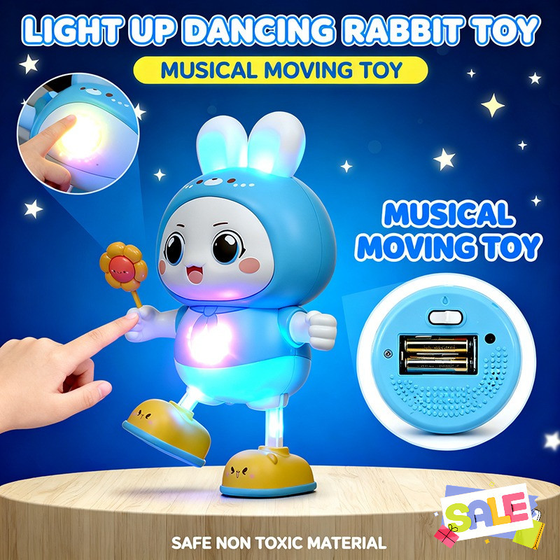 Glowing Rabbit Dancing Toy Battery Operated Running Flash Cartoon ...