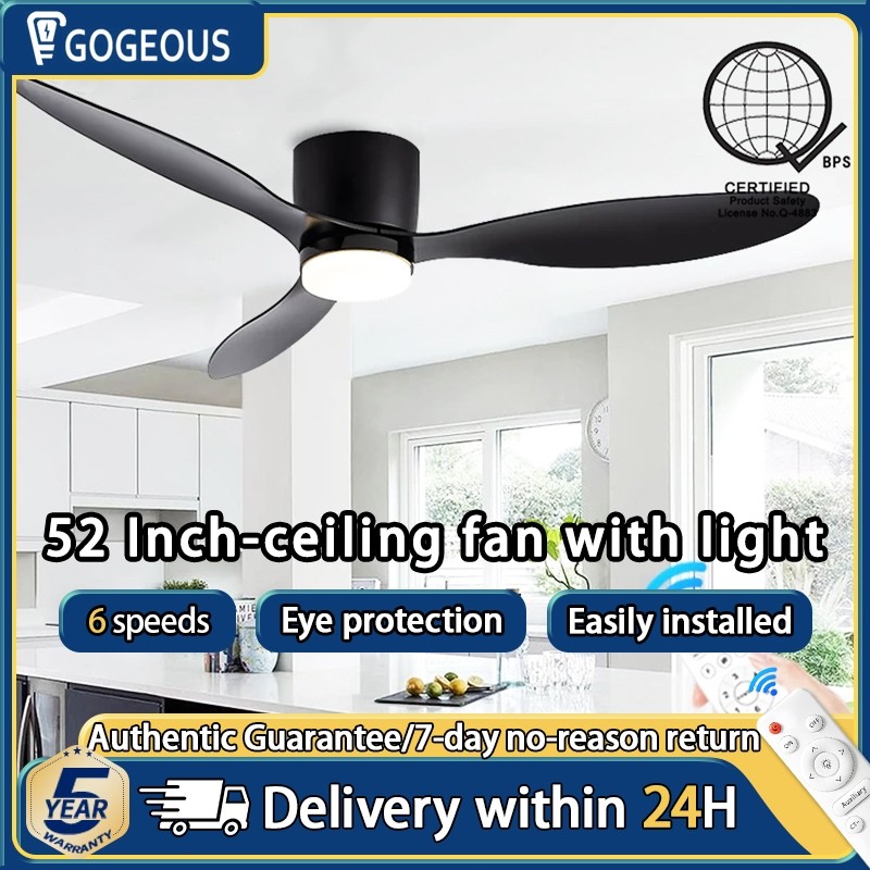 Nordic}oG^Ceiling:e>Fan with Light with Remote Control 52 Inch Ceiling ...