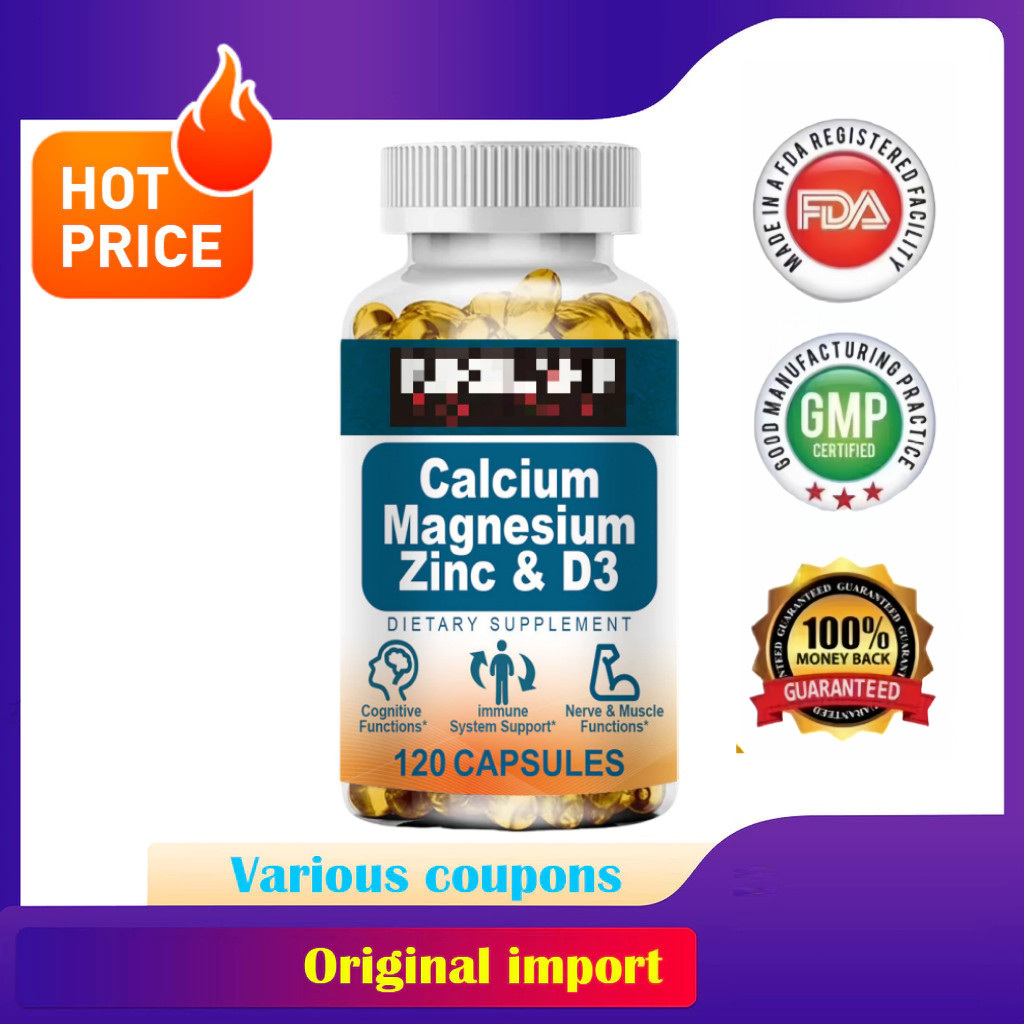 【Original！】Calcium Magnesium Zinc + Vitamin D3 Capsules - Promotes bone ...