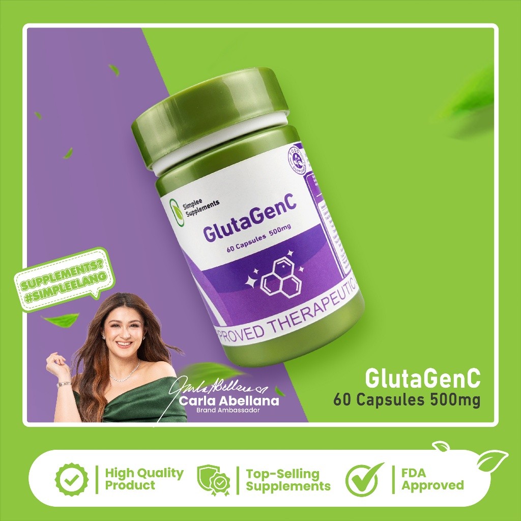 Simplee GlutaGenC  500mg | 60 Capsules  Supports Skin Radiance, Glow  &[WA?Daily]mn*Antioxidant) | Shopee Philippines