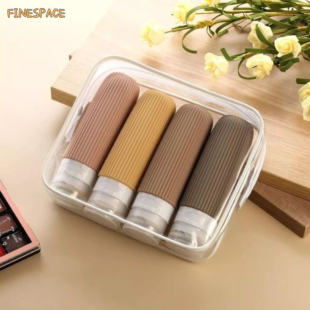 4Pcs 90ml PortableTravel Toiletry Refillable Bottles Zipper Silicone ...