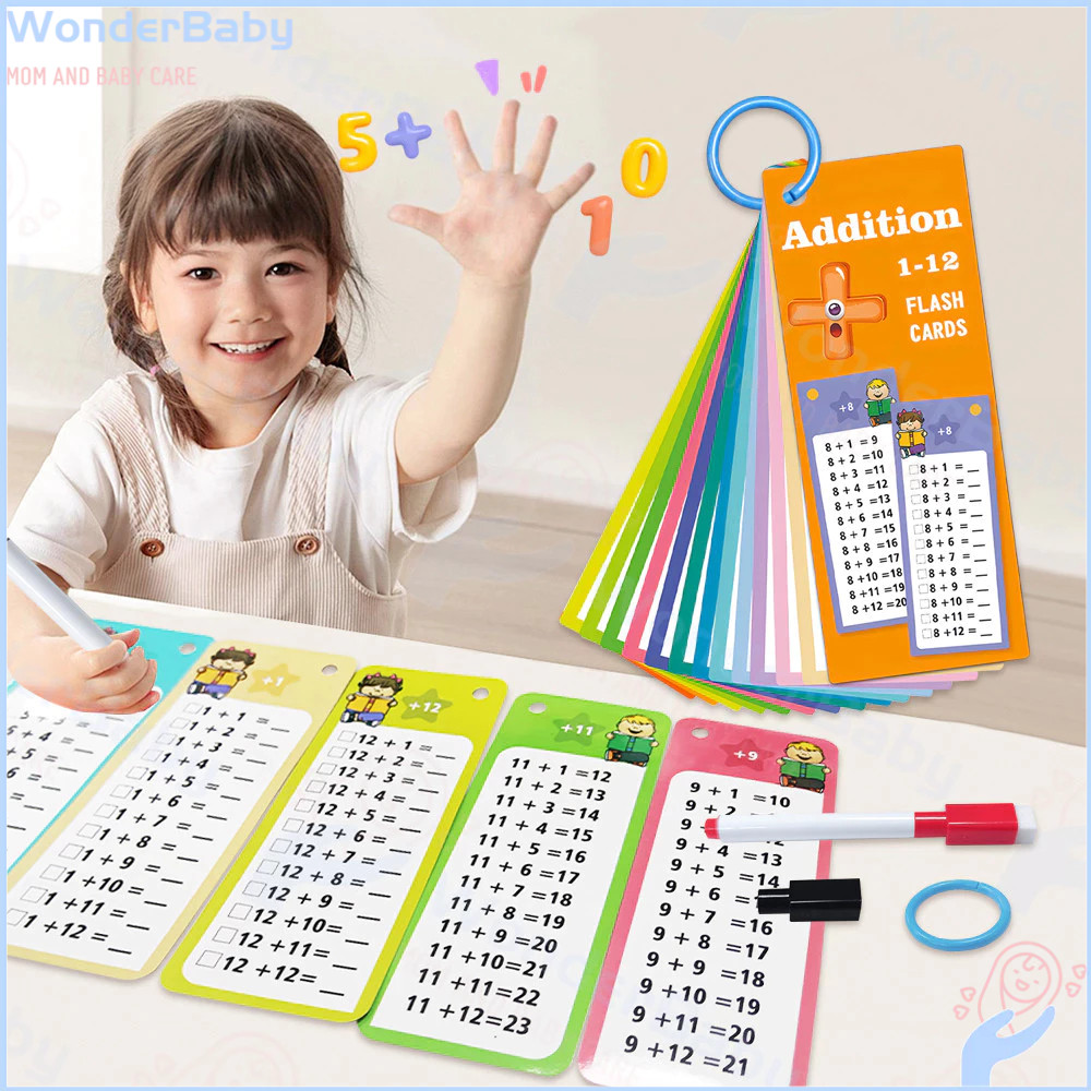 Wonderbaby Math Flash Cards with Pens Reusable Exercise Mathematics ...