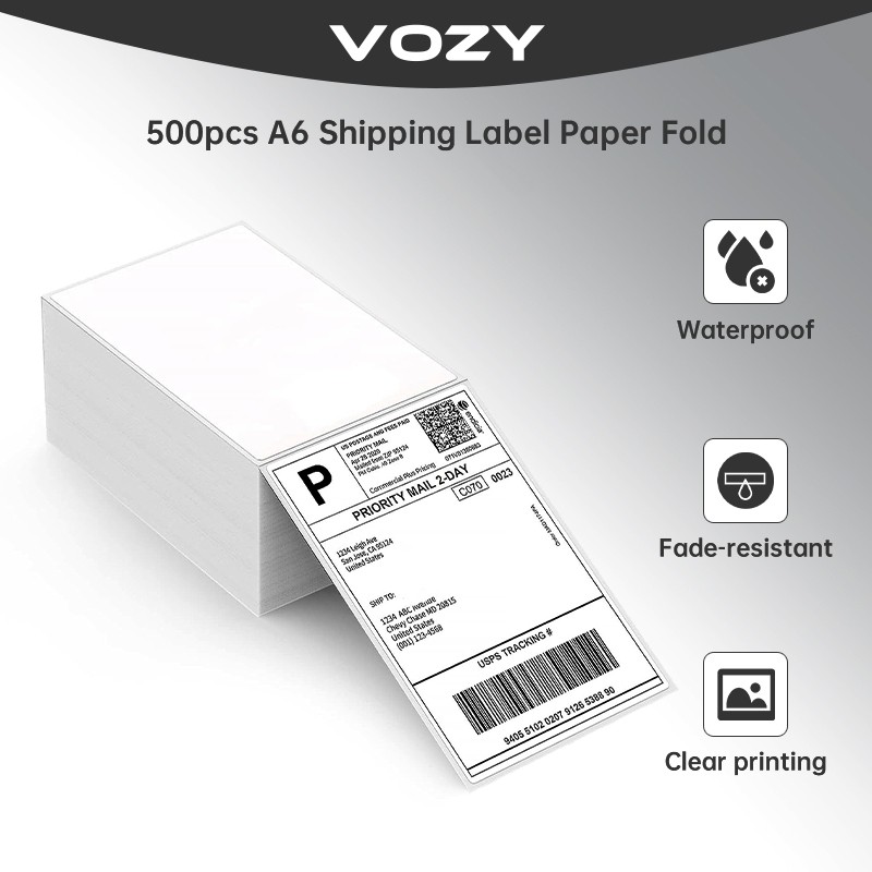 VOZY+Rc[Ju!Shipping Label Sticker Stack Fold A6 100*150 500pcs[lj ...
