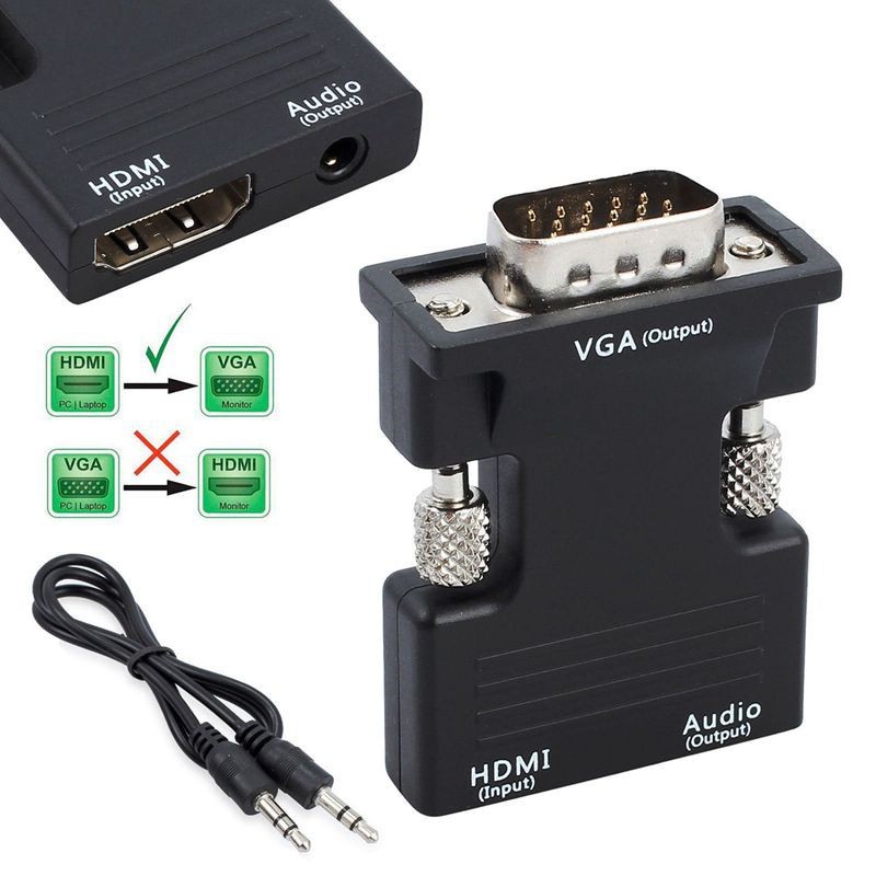 HDMI TO VGA HDMI Female to VGA Male Converter adapter w/ Audio Support ...