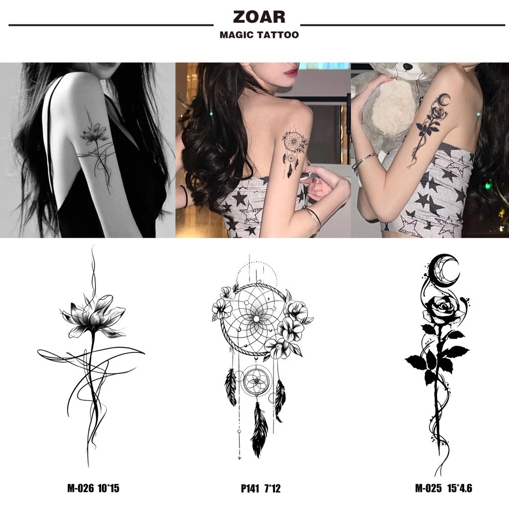 Pagpapadala mula Bulacan Temporary tattoo sticker ZOAR-13B【roses 】Long ...