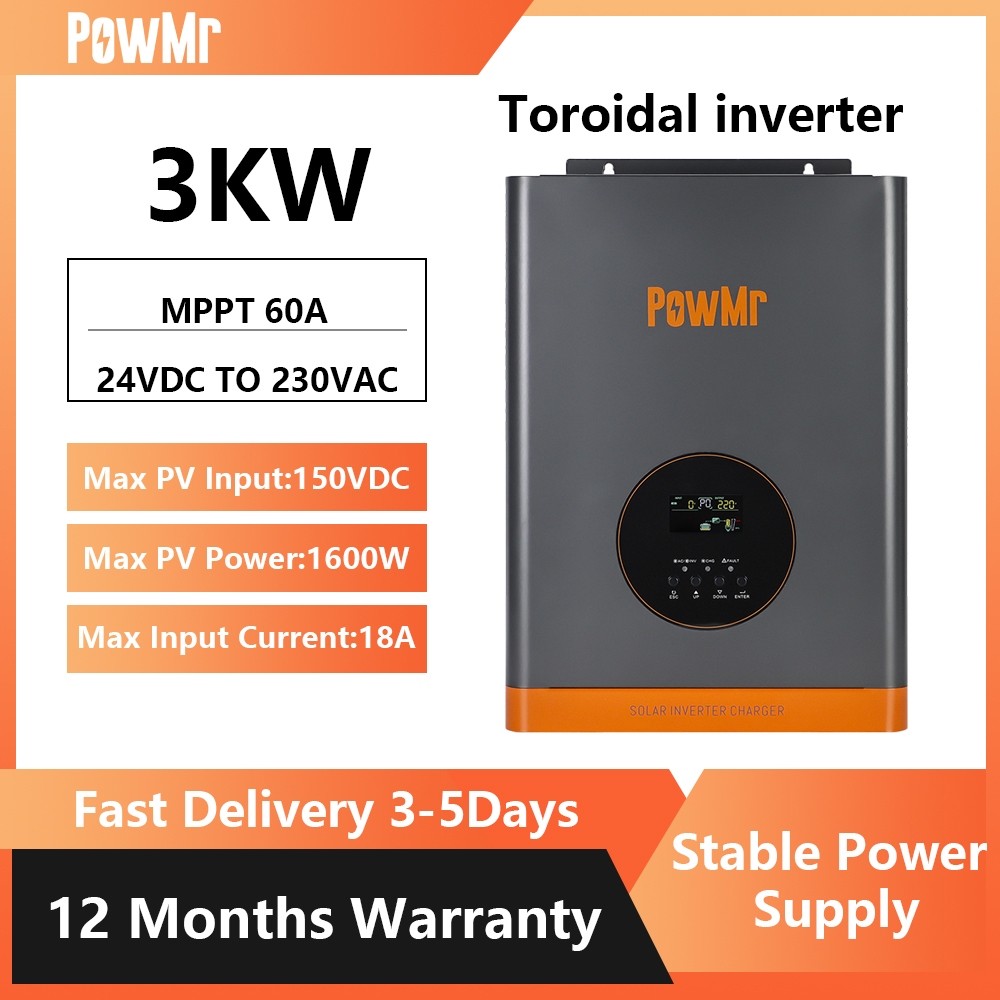 [Toroidal Inverter] PowMr 3KW Low Frequency Hybrid Solar Inverter Built ...