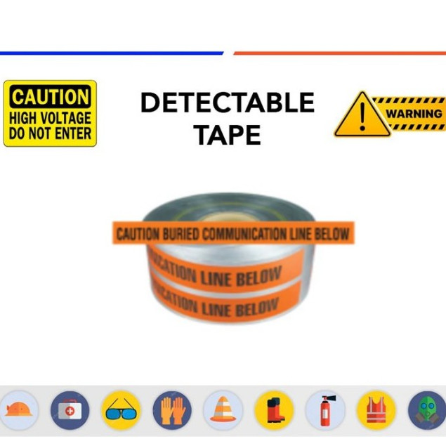 Detectable Warning Tape Caution Buried{d/Communication-e-Line&ip|Below ...