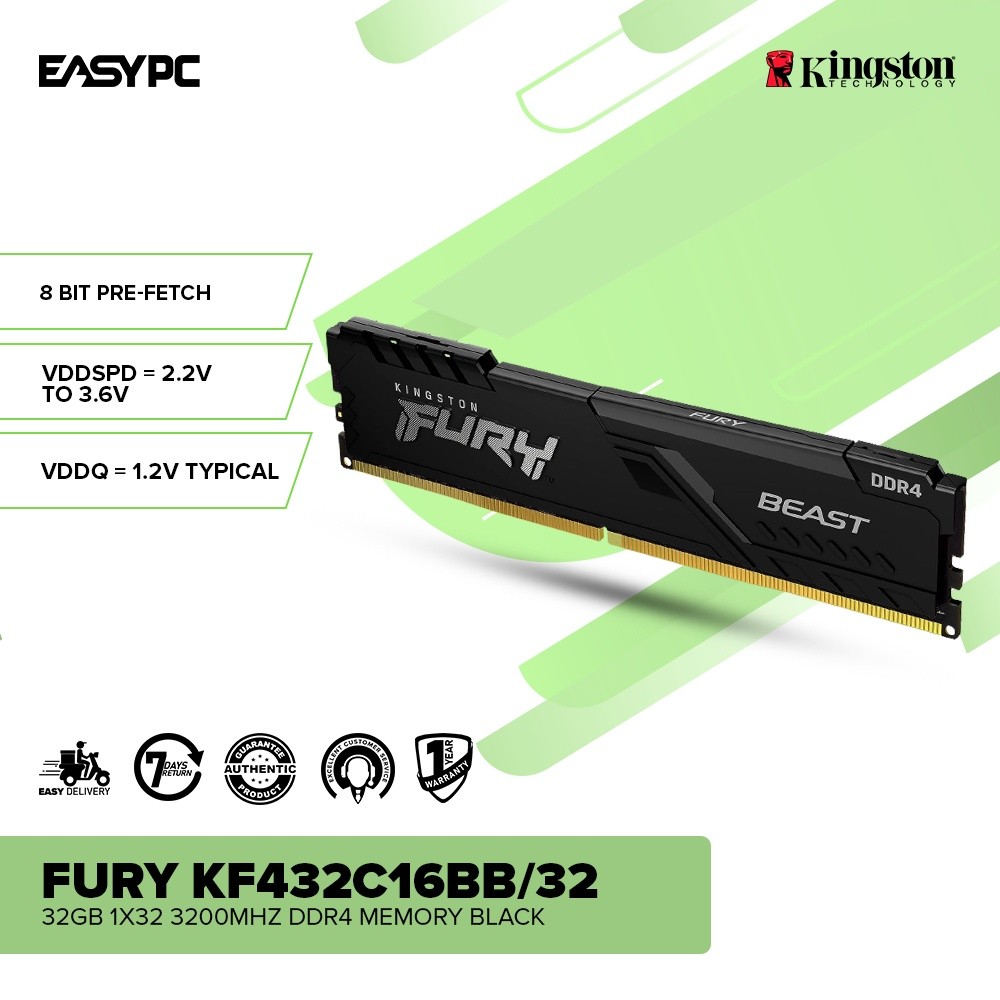 EasyPC| Kingston Fury Beast KF432C16BB/32 32gb and KF432C16BB2A/16 16gb ...