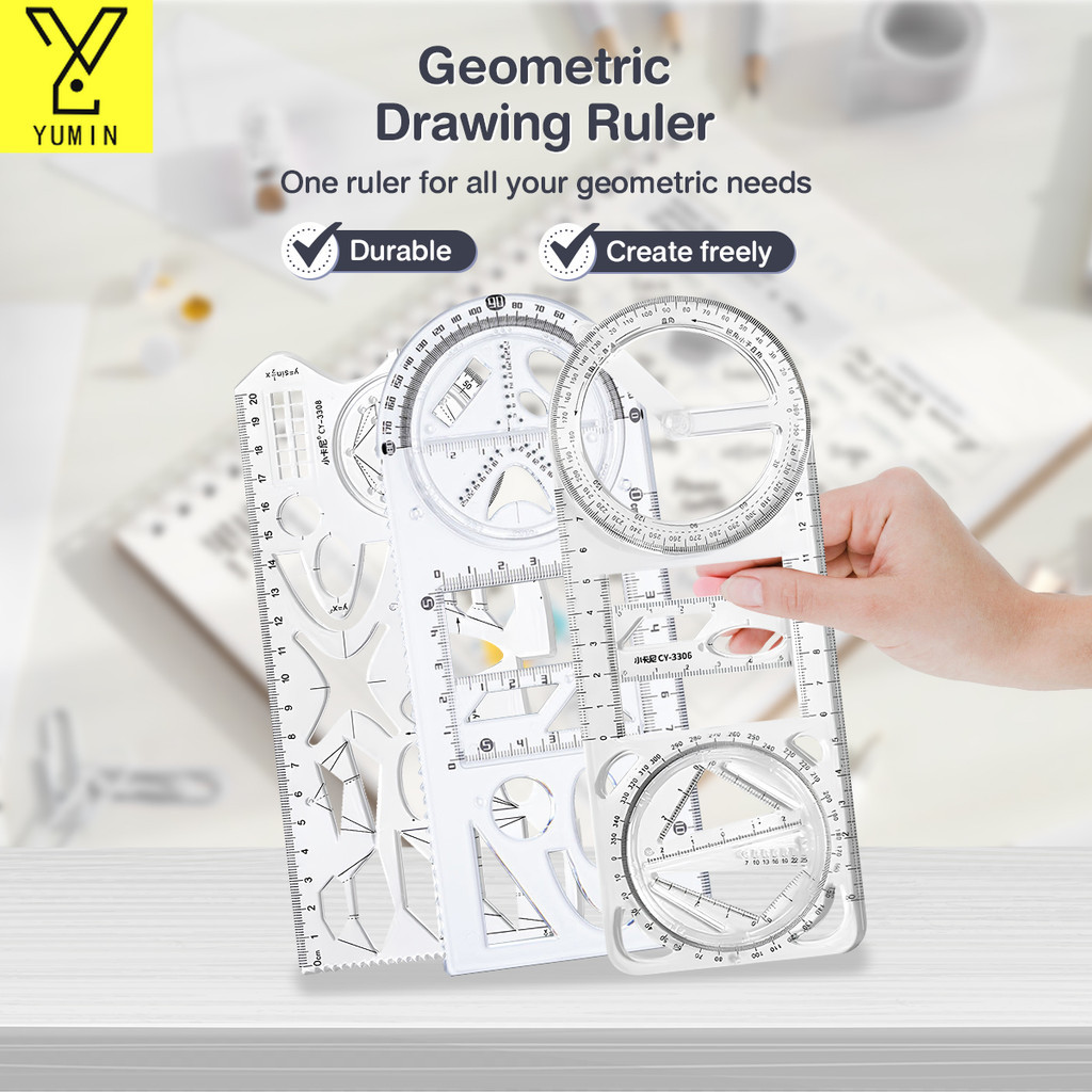 Geometric Drawing Ruler with Rotatable Precise Measurement Drawing ...