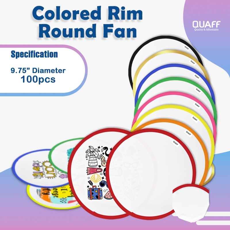 100pcs Quaff Foldable Rim Color Round Fan!gQ^Printable%re;Hand!uu)Fan ...
