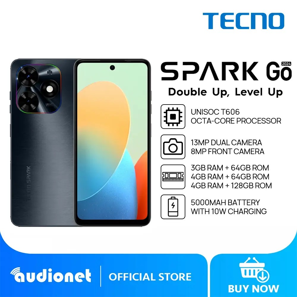 TECNO Spark Go 2024 Smart Phone| 4GB+128GB| Unisoc T606| 13MP Dual Rear ...