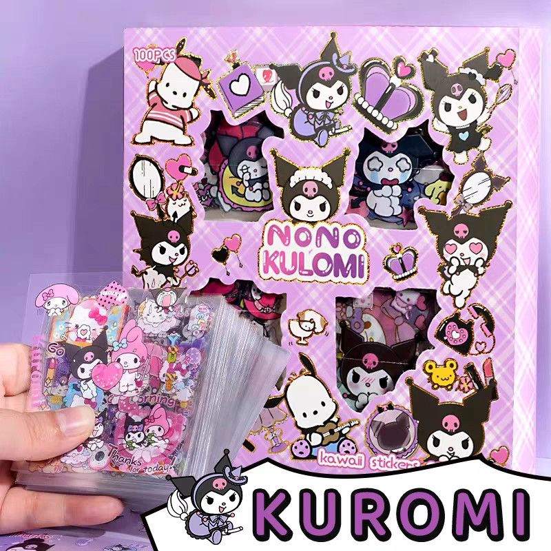 Timi 100pcs Sanrio Sticker Set Cinnamoroll Kuromi Melody Stickers ...