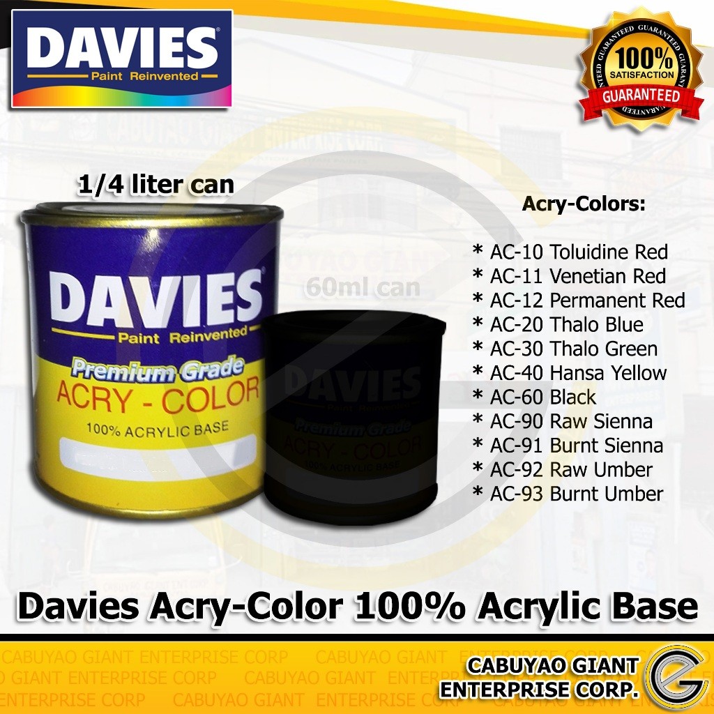 Davies Premium Grade Acry-Color 100% Acrylic Base#X@250ml?B>(1/4.L ...