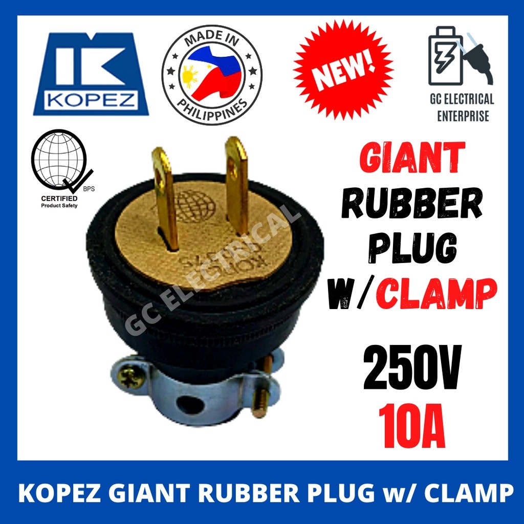 Kopez Giant Rubber Plug with CLAMP 250V 10A Outlet>YL^Socket&W(Heavy]GQ ...