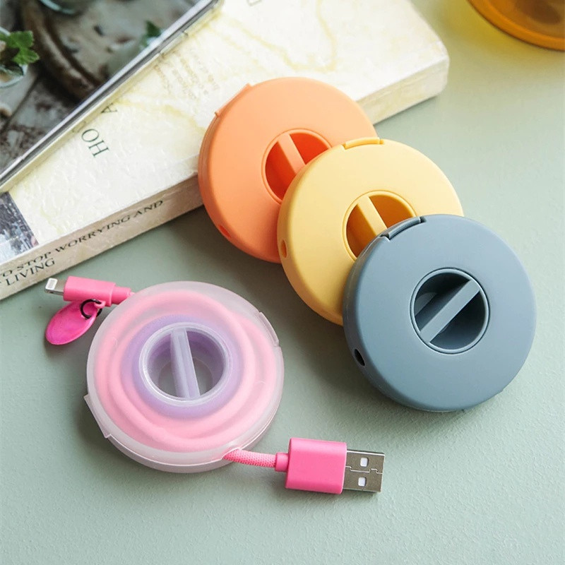 Cable Storage Box Round Rotatable Cable Organizer Earphone Winder ...