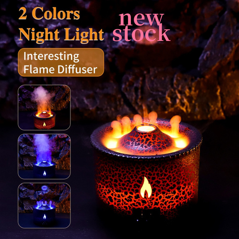 Flame multi-color Volcano Humidifier Ultrasonic with.lL(Essential&kR ...