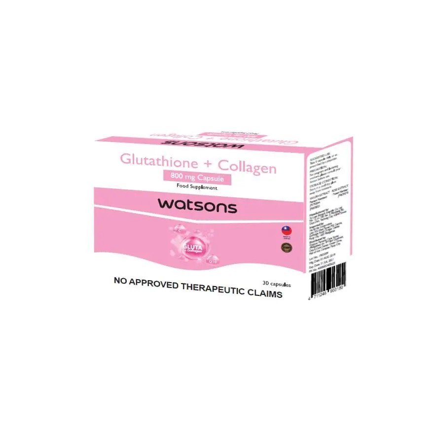 WATSONS Glutathione + Collagen 800mg Capsule Food supplement (Sold per  capsule) | Shopee Philippines