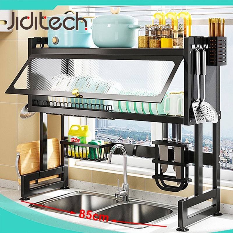Jiditech Dish Cabinet Rack Over-The-Sink Drainer With Cover Plate ...